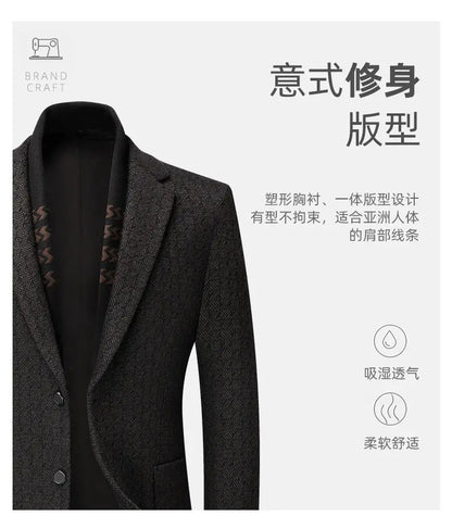 2026 Blazer's New Men's Fashion Business Outdoor Banquet Versatile Wedding Hosting Dress, Actor Gentleman Casual Scarf Blazer
