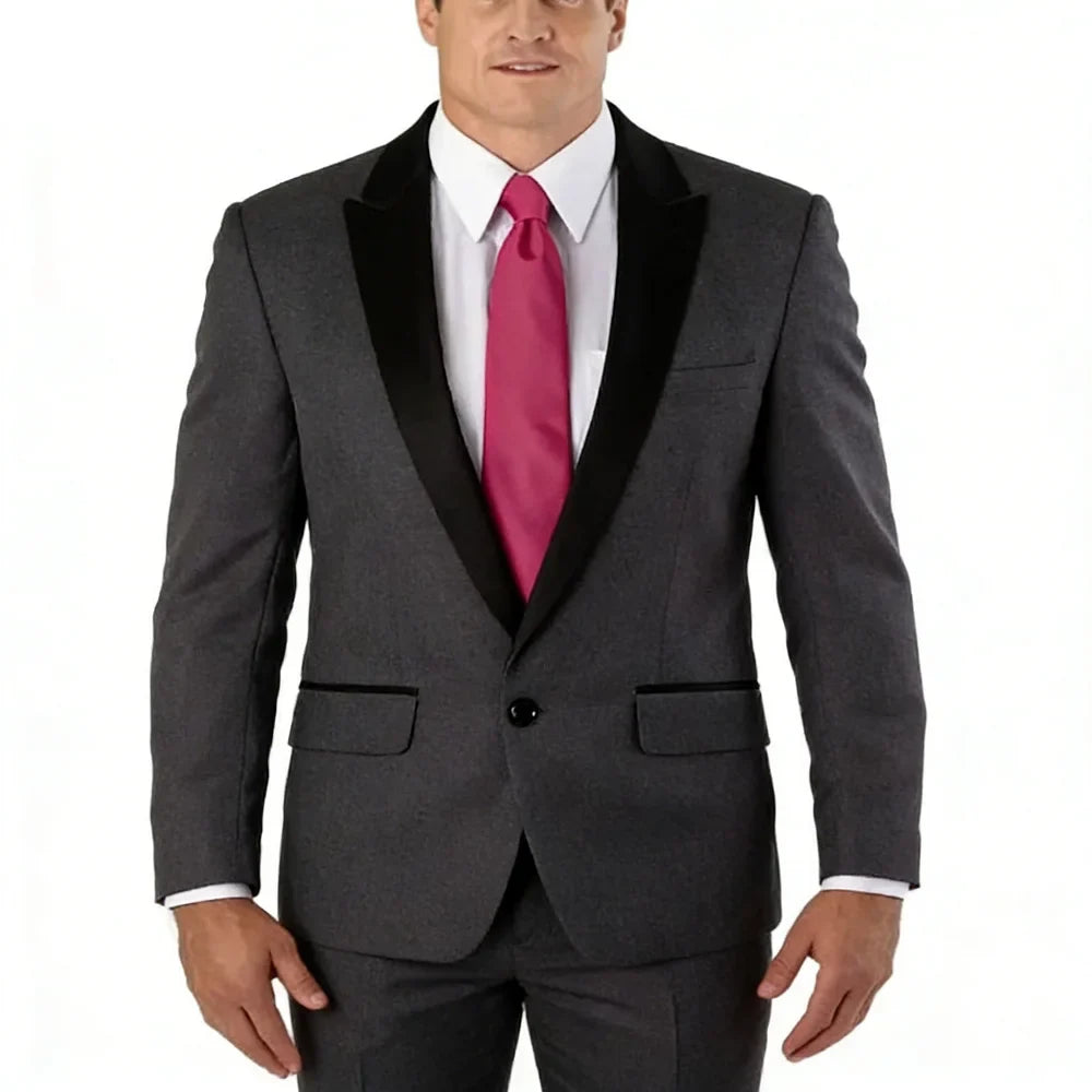 Slim Fit Solid Men's 2-Piece Tuxedo Shawl Lapel One Button Business Wedding Prom Groom Suit Jacket And Pants Set Men Clothing