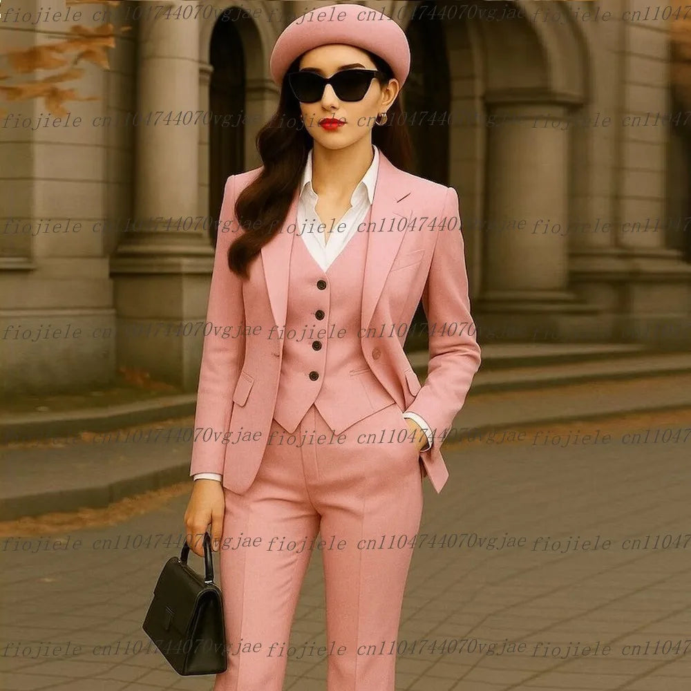 New Grey Formal Business Women Suit Wedding Party Prom Ladies Mother Girl Wife Tuxedos Costume 3 Piece Set Blazer Vest Pants