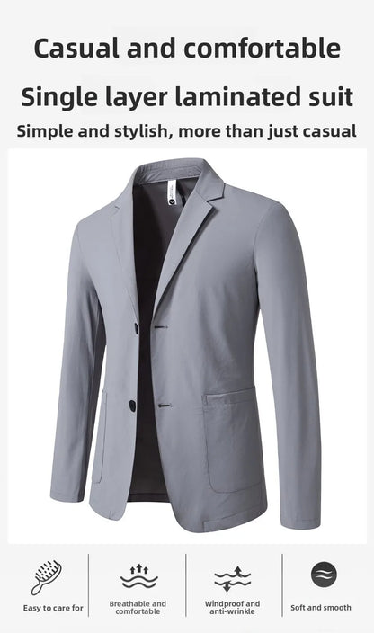 Sun Protection Lightweight Blazer - Fashionable Business Outdoor Travel Wedding Casual Korean Style Men's Lightweight Blazer