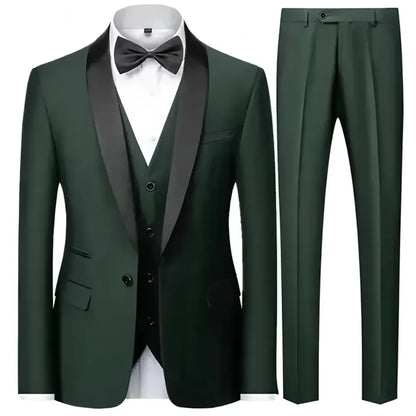 Ensemble Blazer Noir Homme Automne Mariage Soirée 3 Pièces Grande Taille Manteau Blazer, Pantalon et Gilet Homme Noir Mode Costumes Slim Fit