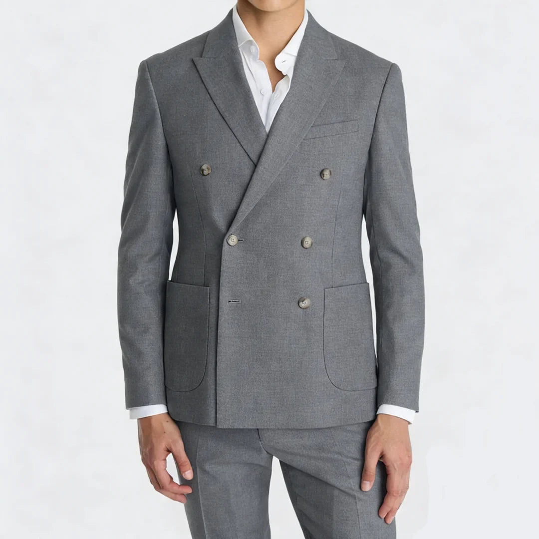Men Suit 2 Pieces Sky Blue Double Button Solid For Wedding Banquet Birthday Party Business Work Office Daily Jacket And Pants