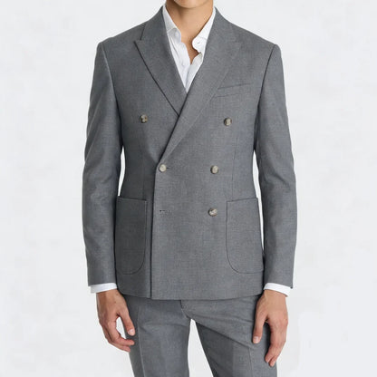 Men Suit 2 Pieces Sky Blue Double Button Solid For Wedding Banquet Birthday Party Business Work Office Daily Jacket And Pants