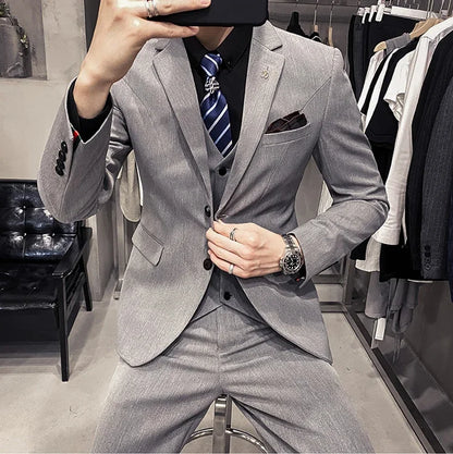 Men's 3-Piece Formal Suit Slim Fit Blazer Vest Pants for Wedding Business Smart Casual