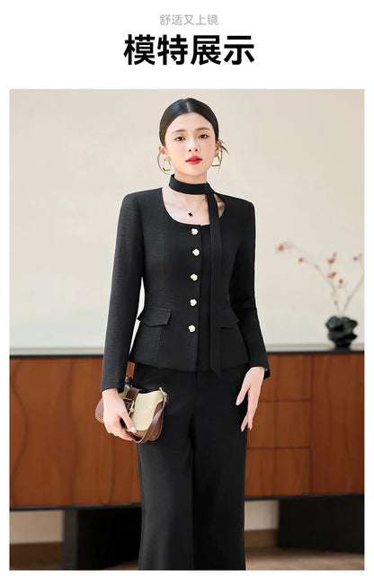 Fashionable professional women's two-piece trousers + suit jacket, exquisite elegant, 2025 autumn winter new style