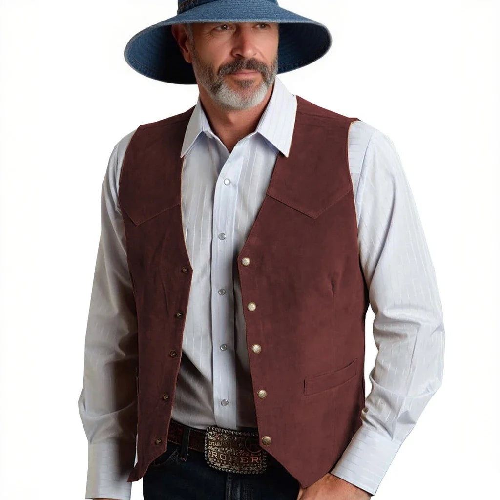 Men's Suit Vest Slim Fit V-Neck Metal Buttons Flannel Waistcoat for Business & Smart Casual Occasions
