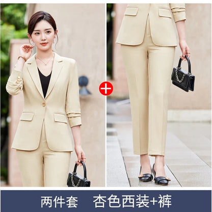 Two-Piece Jacket and Pants for Women, Simple and Elegant, Professional, Autumn and Winter, New, 2025