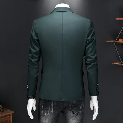Men's Slim Fit Single-Breasted Blazer for Business Casual and Wedding Occasions