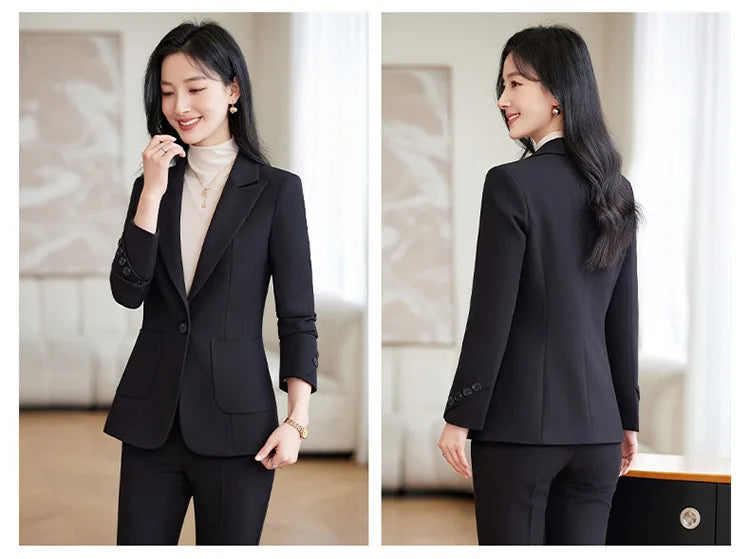 Brown Suits Women 2024 New Autumn High End Fashion Temperament Business Slim Blazer And Pants Sets Office Lady Work Wear