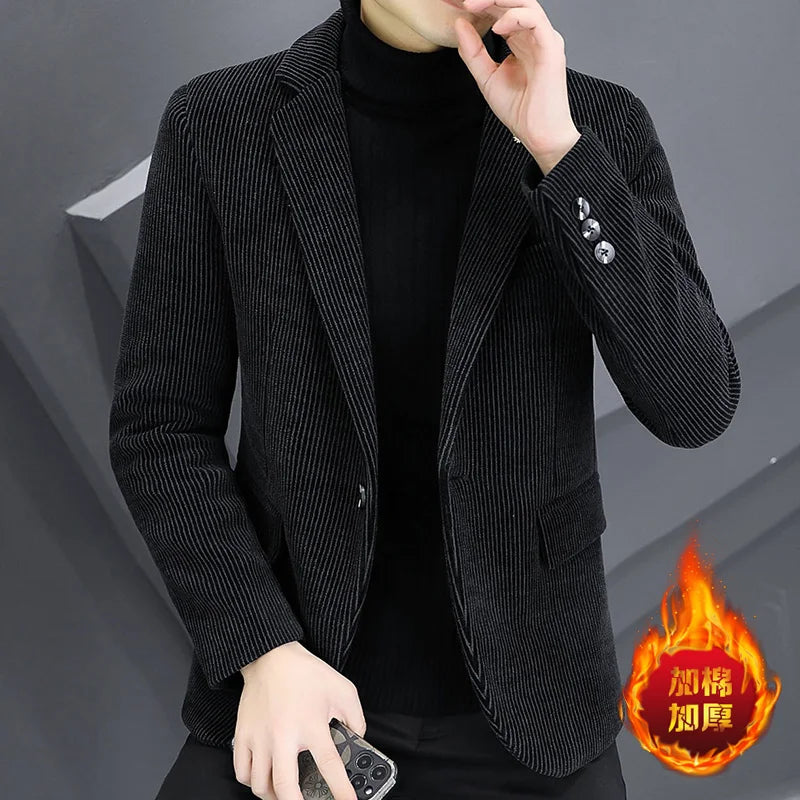 Blazer Autumn and Winter Men Fashionable Outdoor Wedding Slimming Business Casual Korean Version Golden Mink Velvet Girl Blazer