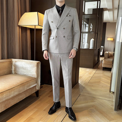 Men's Double Breasted Three Piece Wedding Suit – Slim Fit Smart Casual