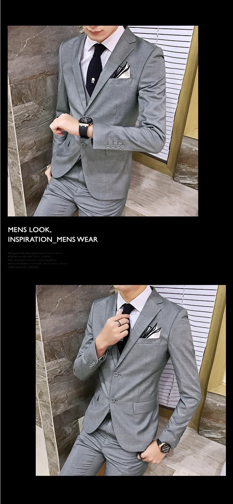 Men's 3-Piece Slim Fit Suit – Business & Wedding Formal Set with Blazer, Vest & Pants