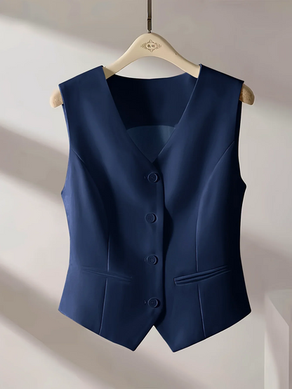 Women's Sleeveless Vest V-Neck Button Front Cut Casual Style With Elegant Spring Summer and Fall Routine Suitable for the Office