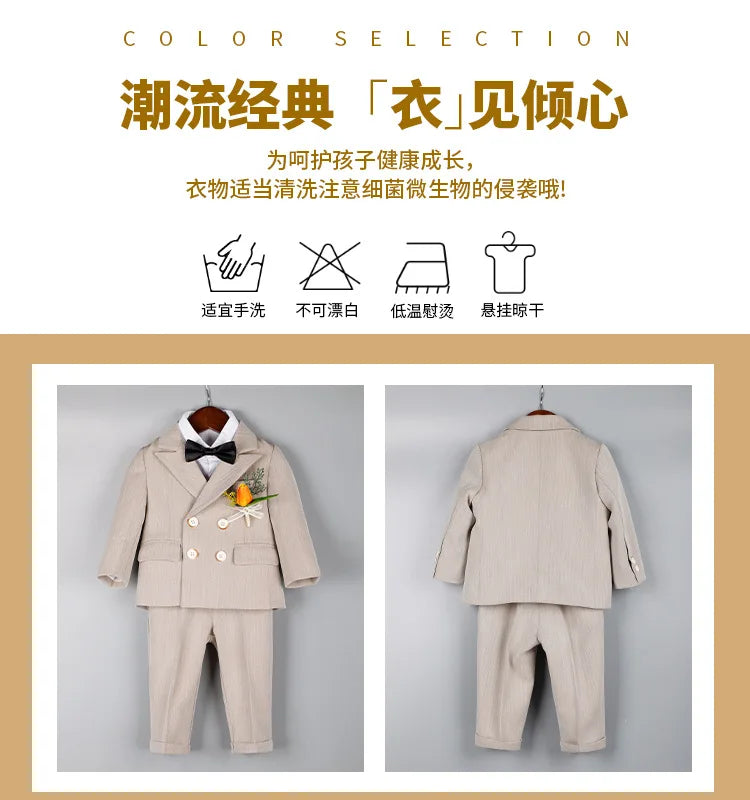 Baby Boys 1 Year Birthday Set Kids Wedding Suit Child Jacket Vest Pants Photograph Suit Children Wedding Performance Party Dress