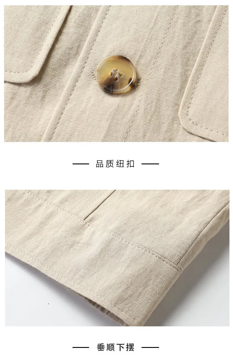 Outdoor Linen Men Jacket Fashionable and Casual for Camping, Fishing, Hiking, Driving and Photography Trips, Lightweight Jacket