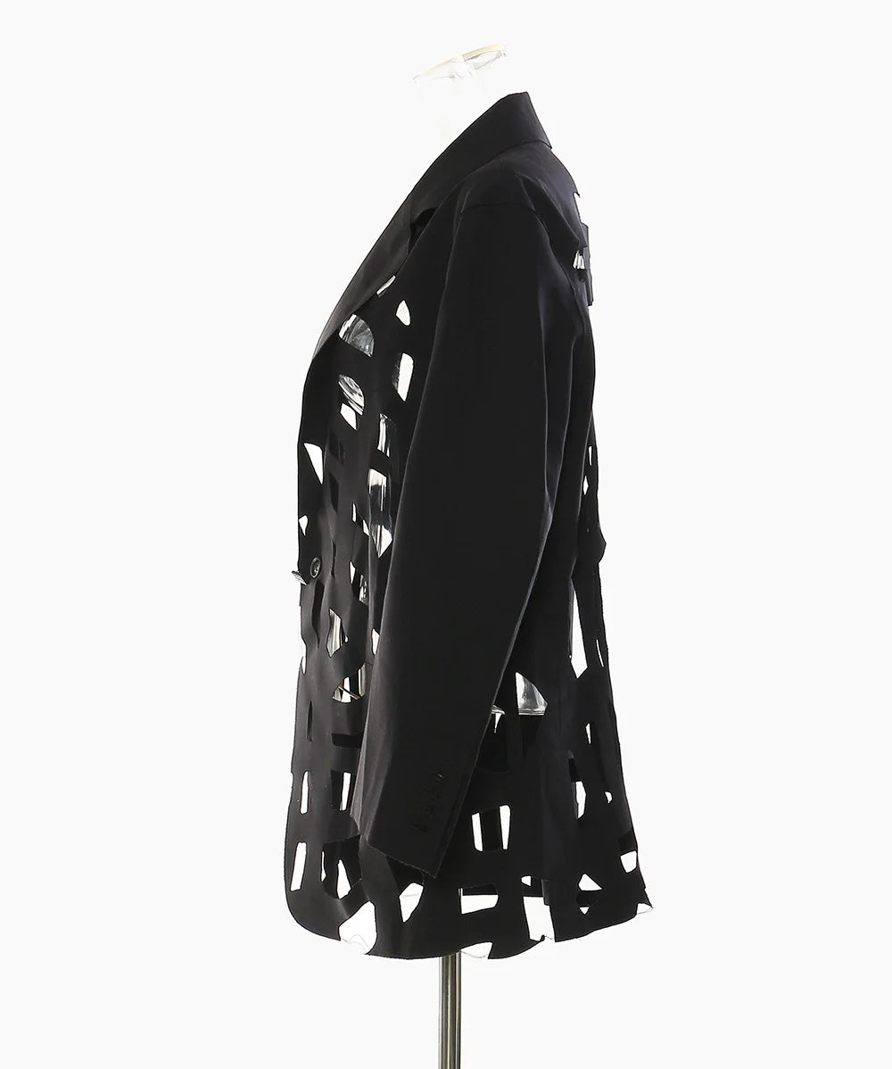 Women Chic Blazer Hollow Out Niche Design Single Button Notched Collar High-end Jacket Fashion Coat New Spring 2026 HK19476