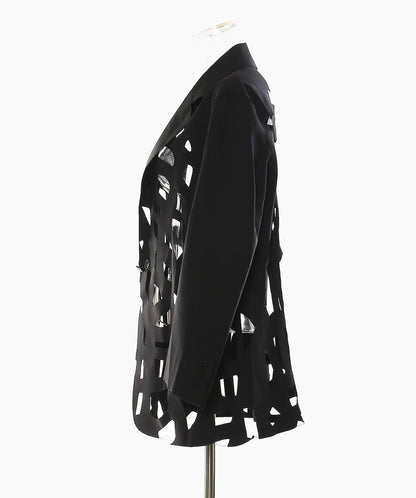 Women Chic Blazer Hollow Out Niche Design Single Button Notched Collar High-end Jacket Fashion Coat New Spring 2026 HK19476
