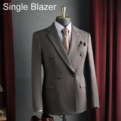Man Suit Coat Double-breasted Long Sleeve Men Outerwear Slim Simple Solid Long Sleeve Comfortable Wedding Business Male Blazer