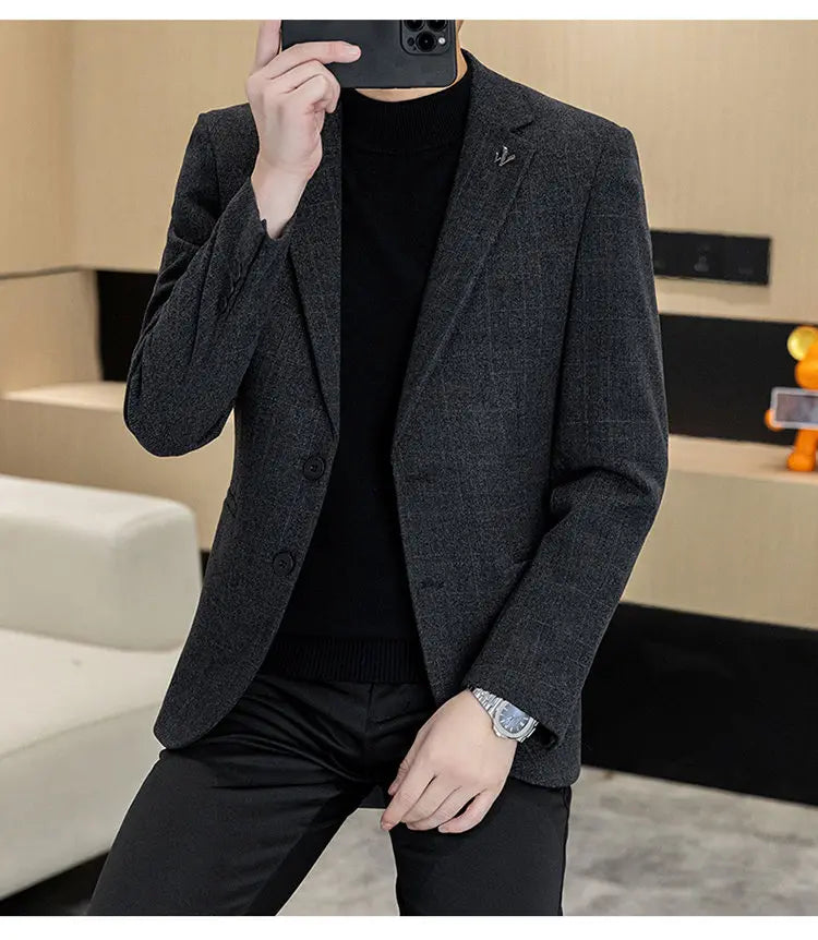 Autumn and Winter New Men's Suits, Two-Button Single-Breasted Jackets, Men's Casual Business Wear, Formal Wear, and Men's Suits