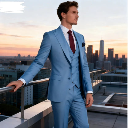 Men's Slim Fit Suit Set One Button Peak Lapel Jacket and Trouser for Weddings and Formal Events