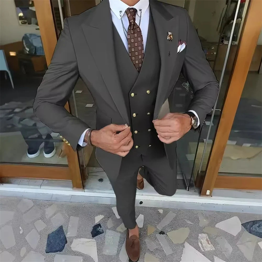 Men's 3-Piece Slim Fit Suit | Wedding Groom Formal Tuxedo in Multiple Colors