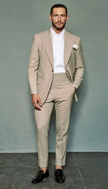 Latest Coat Pant Designs Beige Ivory Wedding Suits Slim Fit 2 Piece Formal Tuxedo Custom Style Groom Men Suits Terno Masculino