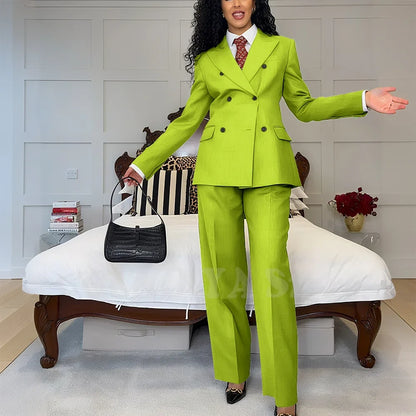 2025 New Summer Women's Suits Business Casual Outfits Double Breasted Peak Lapel Jacket Pants Custom Made High Quality Female