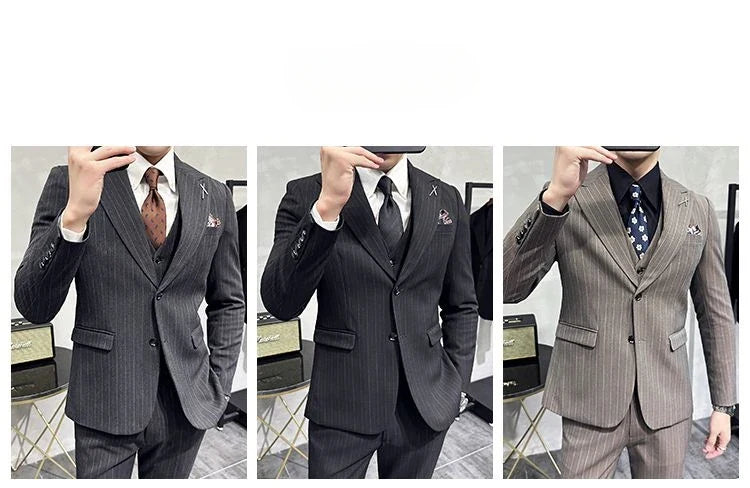 Luxury 2 Piece Suit Men's Slim Fit Tuxedo with Jewelry Decoration One Button Groom Wedding Dinner Prom Fashion