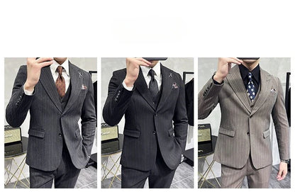Luxury 2 Piece Suit Men's Slim Fit Tuxedo with Jewelry Decoration One Button Groom Wedding Dinner Prom Fashion