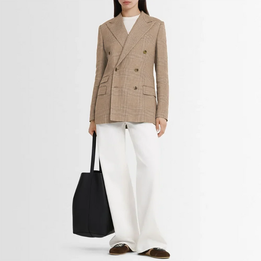 Slim-fit Women's Suit Vintage Houndstooth 2 Piece(Jacket+Pants) Set Classic Retro Blazer Daily Office Business Formal Attire