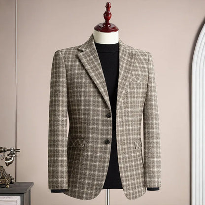 Men's Blazer Single Breasted Casual Business Jacket — Black & Coffee Brown