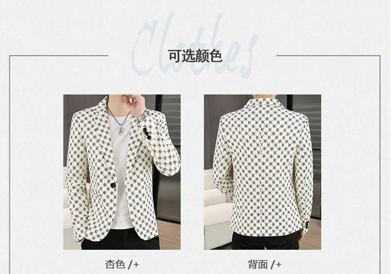 Blazer Men's Fashion Outdoor Travel Gentleman Wedding Slimming Business Versatile Letter Youth Casual Korean Formal Wear Blazer