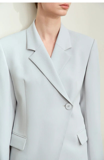 Minimalism 2024 Autumn New Blazers Women Notched Basic Quality Fashion Long Professional Jacket Women's Clothing 12443051