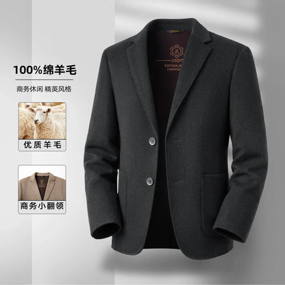 Men's Full Wool Double-Sided Tweed Casual Blazer Five Colors Single-Lining Autumn Winter Well-Structured Casual Business Suit Ja