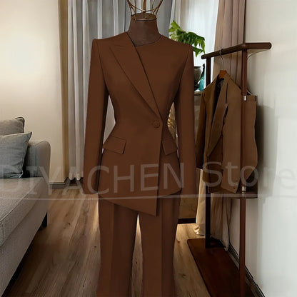 Women's Suit Slim Fit Blazer and Flared Trousers Elegant Formal Outfits Office Casual Party Fashion Pants Sets Two Piece