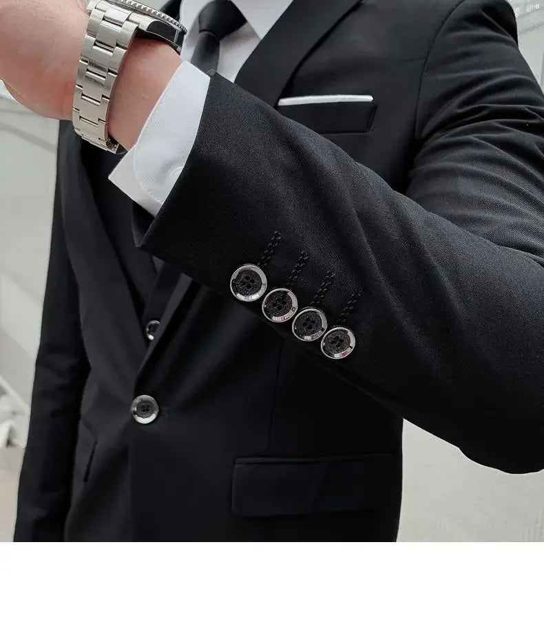 Men's Three-Piece Formal Suit – Slim Fit Business Dress Suit for Men