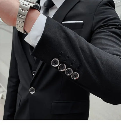 Men's 3-Piece Suit Slim Fit Blazer Vest Pants Set Business Formal Wedding