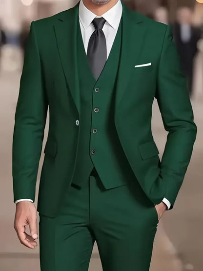 3 Piece Khaki Groom Tuxedo Men Suits for Wedding Business Notch Lapel Blazer Costume Homme Party Suits(Jacket+Vest+Pants)