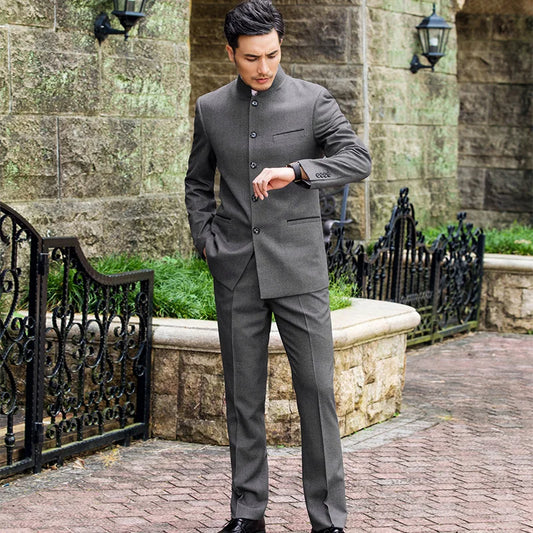New High-end Indian Wedding Casual Man Blazer Men Burgundy Suit Slim Wedding Suits (Jacket+Pants) Suits for Men Groom