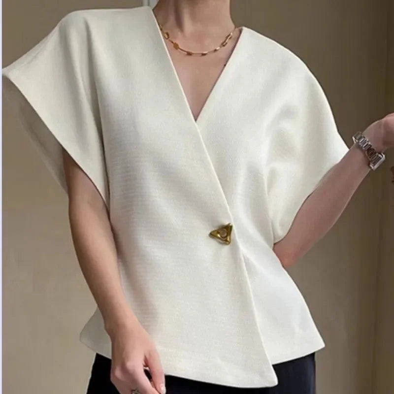 French Ladies Fashion One Button Vest Suit Women V-neck Casual Irregular Sleeveless Summer Femme High End Cardigan Waistcoat Top