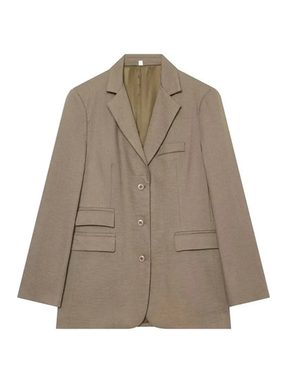 Women Oversized Blazer Single Breasted Lapel Long Sleeve Loose Suit Jacket Elegant Casual Office Lady Outerwear