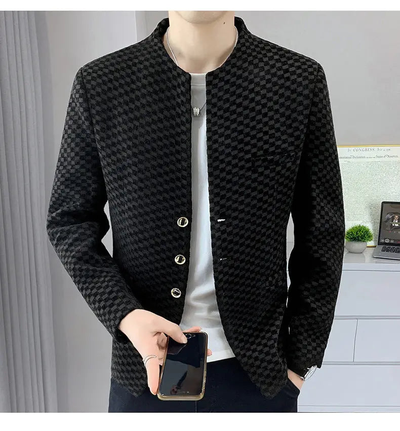 Blazer Fashionable Outdoor Travel Trend Gentleman Youthful Wedding Versatile Host Casual Korean Style Checkered Men's Blazer