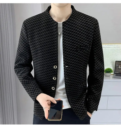 Blazer Fashionable Outdoor Travel Trend Gentleman Youthful Wedding Versatile Host Casual Korean Style Checkered Men's Blazer