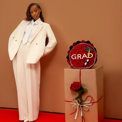 Elegant Women Ivory Double Breasted Suit Timeless Notch Lapel Jacket Wide Leg Pants Graduation Formal Business Outerwears