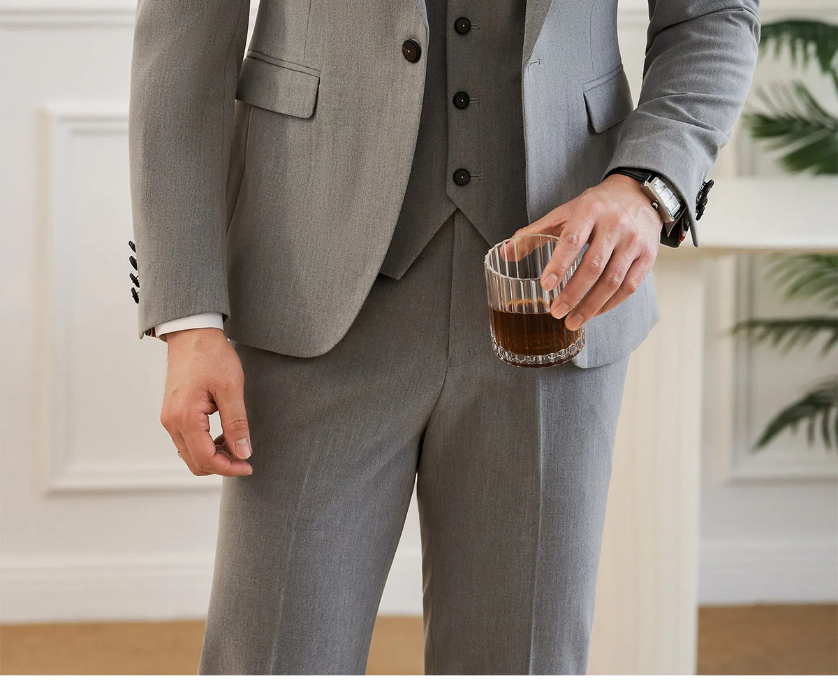 High Quality Elegant Single-Breasted Men Suit Fashion ltalian Style Slim High-end Business Groom Wedding Party Tuxedo 3/2 Pieces