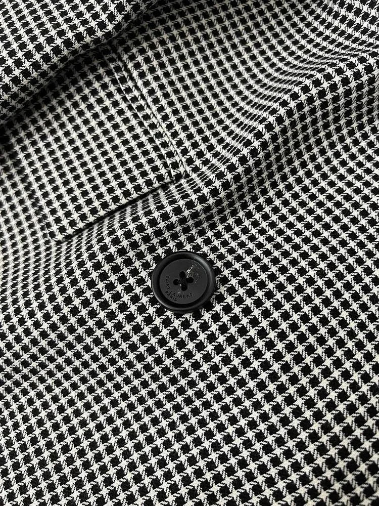 2026 Spring Autumn French Style Plaid Double Breasted Blazer Men Elegant Check Suit Jacket Fashion Outerwear