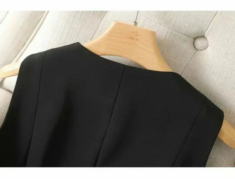 Women's Streetwear Fashion Double Breasted Suit Vest Casual Elegant Short Vest Office Ladies Waistcoat Female Sleeveless Jacket