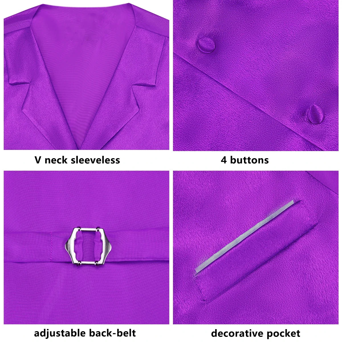Men's Satin Waistcoat 5-Piece Set with Rose Gold Lapel – Vest, Necktie, Bow Tie, Pocket Square & Cufflinks