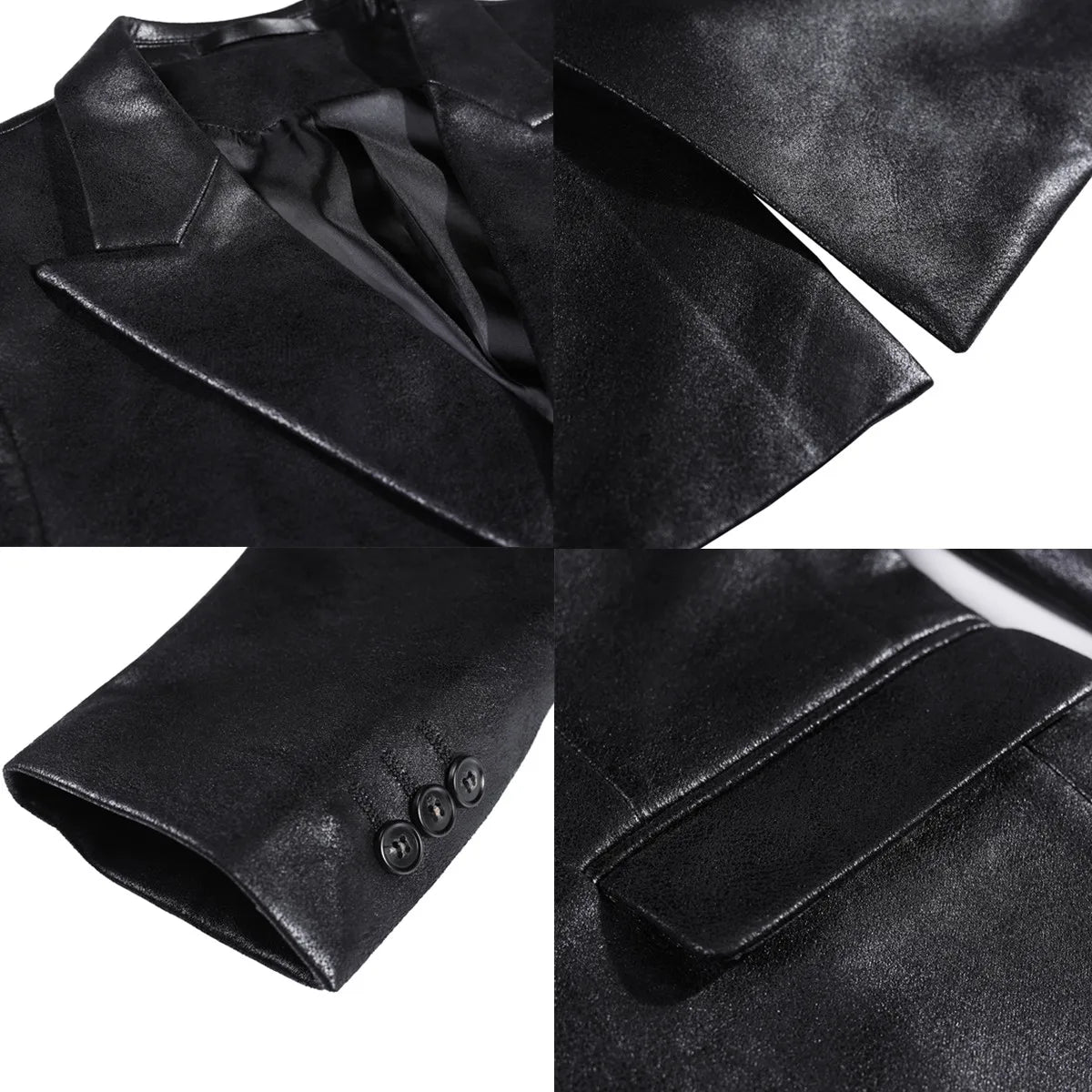 Brand Retro Leather Suit Jacket Men British Style Double Breasted Casual Business Blazers Wedding Groom Party Banquet Jackets