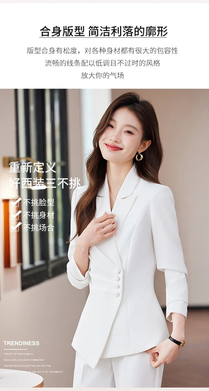 Fashionable Business Women's Clothing, Boutique Long-Sleeved Two-Piece Pants + Blazer, New Style in 2025